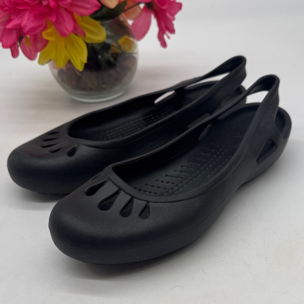 Women's Black Slingback Flats CR9437C